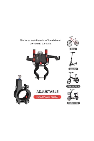 Valkyrie 879-k Alüminyum Motorsiklet Bisiklet Cep Telefonu Tutucu - Darbeye Dayanıklı Paslanmaz - 360 Derece Dönebilir - Evrensel Uygunluk Kırmızı