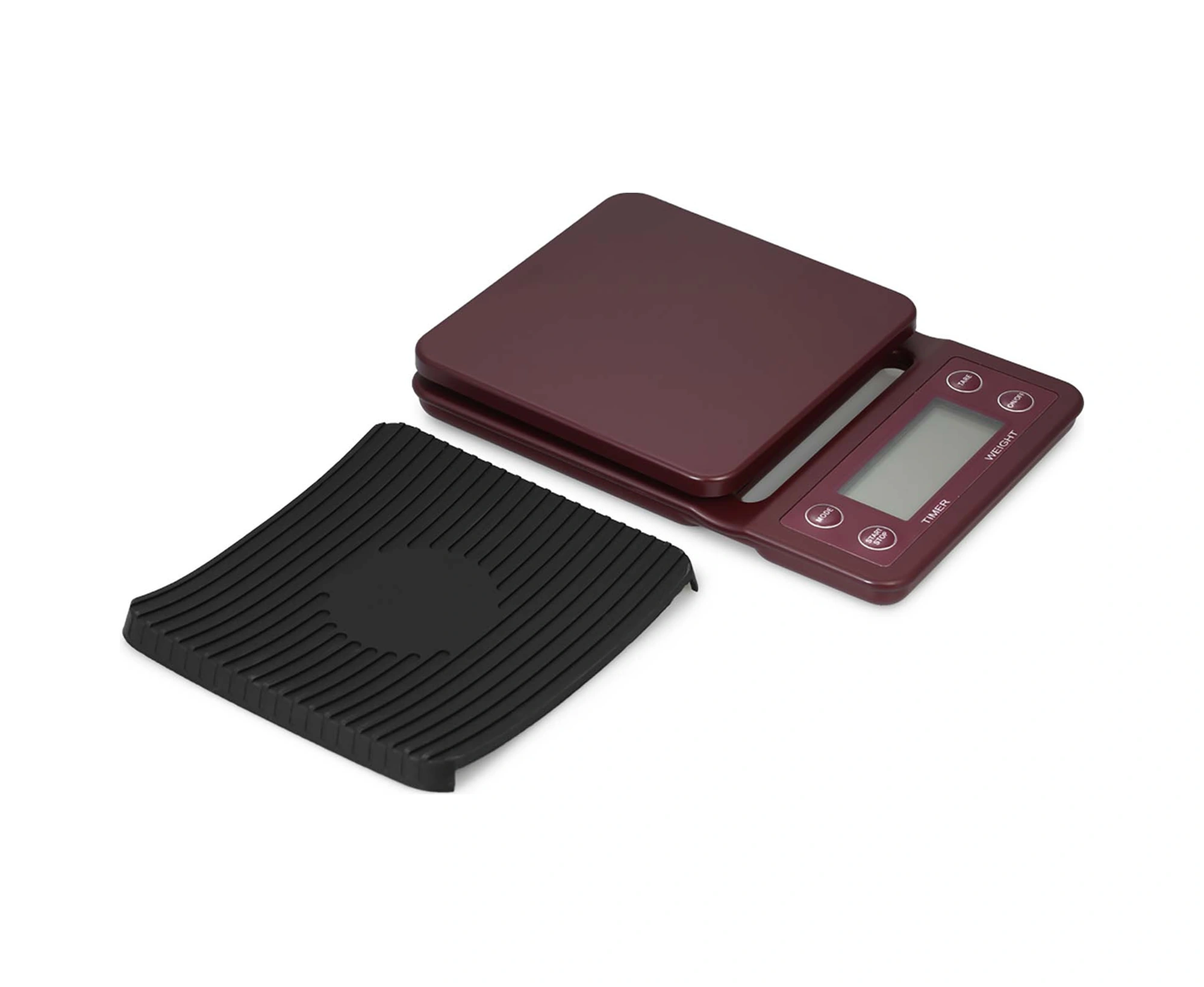Kosona Kahve Ve Pastane İçin Zamanlayıcı Fonksiyonlu Mutfak Terazisi, 3kg/0.1g Hassasiyet, Bordo Rengi Pil Dahil Değil Bordo