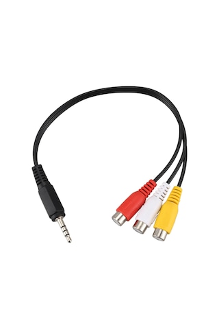 3,5 Mm Erkek Fiş 3 Rca Dişi Konnektör Ses Video Av Kablosu 22 Cm
