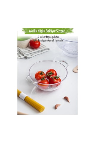 Akrilik Şeffaf Mini Pirinç Süzgeçi & Bakliyat Süzgeçi 3 Su Bardağı Ölçülü Çok Renkli