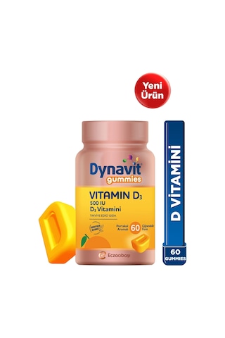 Dynavit Gummies Vitamin D3 60 Çiğnenebilir Form - Aile Boyu Kullanım D Vitamini Kas & Kemik & Bağışıklık