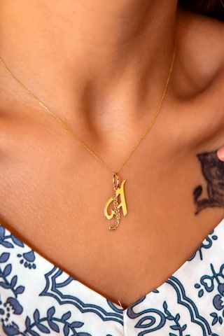 El Yazısı H Harf Altın Kolye