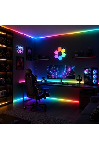 Cata Ct-4558 Rgb Şerit Led Seti 5 Metre 15 Renk Kumandalı Trafolu Dekoratif Led Aydınlatma
