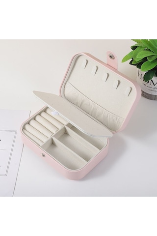 Chavin Pembe Deri Seyahat Yüzük Küpe Kolye Takı Kutusu st1-65pm