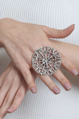 Labalaba Kadın Antik Gümüş Kaplama Ayarlanabilir Örümcek Ağı Figürlü Yüzük Gümüş