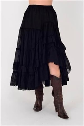 Eren Style Özel Tasarım Ham Keten Otantik Astarlı Carmen Etek-9895 Siyah