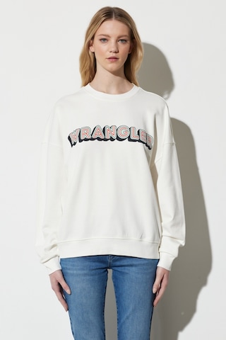 Wrangler Regular Fit Normal Kesim %100 Pamuk Bisiklet Yaka Beyaz Sweatshirt W6R4HA989 Beyaz