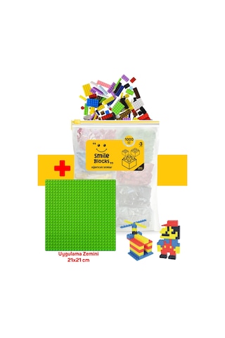 Smile Blocks 1000 Parça Fermuar Poşetli Ve Yeşil Zeminli Mikro Blok Eğitici Oyuncak