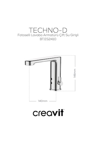 Creavit Fotoselli Lavabo Armatürü Çift Su Girişli Krom Bt.es2410