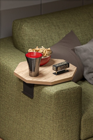 Yan Sehpa Ayarlanabilir Tepsi Dekoratif Modern Tepsi Sekizgen Ceviz