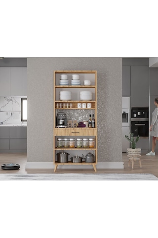 Loysen Kahve Köşesi Çok Amaçlı Dolap Kiler Mutfak Dolabı Çam -70 Cm Çam