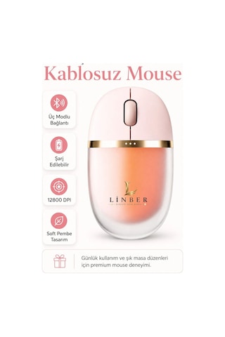 Muse Işıklı Bluetooth & 2.4g Kablosuz Oyuncu Pudra Pembe Mouse Çok Renkli Diğer