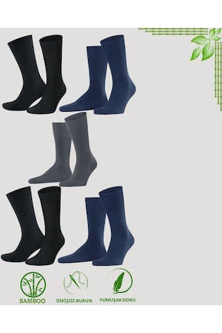 Kral Socks Premium Busines Klasik Uzun Boy Mevsimlik Dikişsiz Erkek Bambu Soket Çorap 5 Çift Beyaz