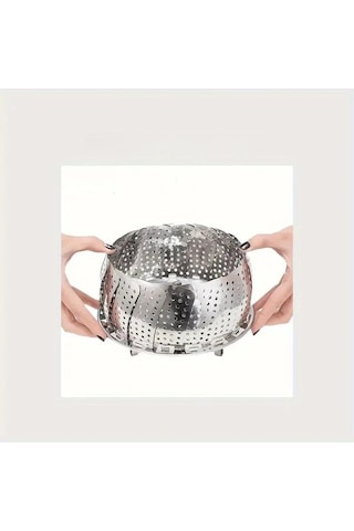 Xuweiwei Silvery Paslanmaz Çelik Katlanır Buharlık Fırın Airfryer Sebze Meyve Et Pişirme Aksesuarı