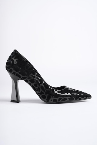Muggo Kuum Garantili Sivri Burun Kadın Topuklu Stiletto Ayakkabı Siyah