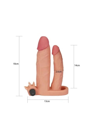 Zaga Oyun X Tender İkili Titreşimli Realistik Penis Kılıfı 2.5 CM Uzatmalı