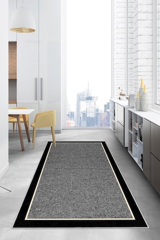 West Home Dijital Baskı Yıkanabilir Kaymaz Taban Salon Halısı Mutfak Halısı Yolluk Wh 478 Grey