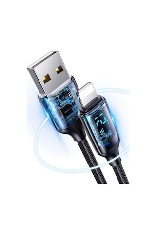 Novahub Usams Us-sj543 Dijital Göstergeli 1.2m 2.4a Lightni, Çinko Alaşım, Type-c 100w Pd Hızlı Şarj Kablosu