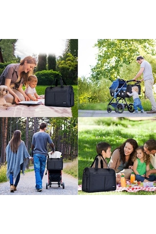 Novahub Moveevo Kapasiteli Anne Çantası: Bebek Eşyaları, Biberon, Bez, Tek Yerde Siyah