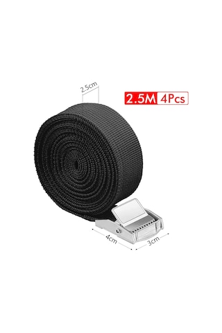 Adet Gerilim Kayışları 2,5 250 Cm Siyah Siyah Gerilim Kayışları Klipsli Sabitleme