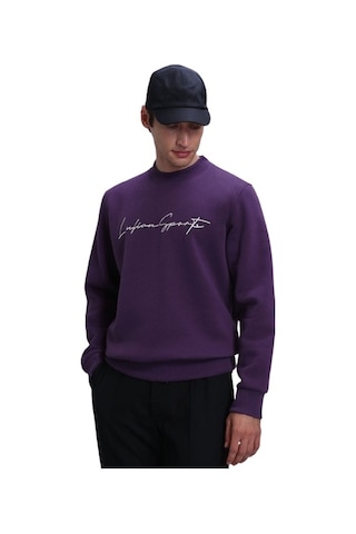 Lufian Erkek Sweatshirt Mürdüm 112030125 Lowe 24KN28000024 N28021 Mürdüm