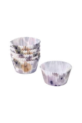 Muffin Kağıdı, Çiçek Desenli-çok Renkli, 65 Adet Açık Gri