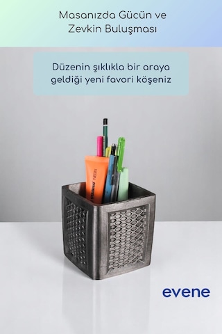 Kalemlik Masa Kalemliği Organizer Kalemlik Gümüş Eskitme Renk Model 86 Çok Renkli