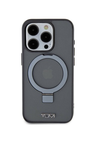 Apple Uyumlu iPhone 15 Pro Kılıf Tumı Lisanslı Magsafe Özellikli Pc Tpu Metal Logolu Ring Standlı