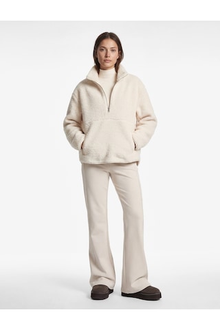 Koton Uzun Kollu Cepli Yarım Fermuarlı Spor Peluş Sweatshirt Ekru 6wak20011nk Ekru