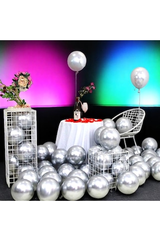 Ultra Yüksek Kalite 50adet Gümüş Krom Balon Aynalı Balon Parlak Balon Metalik Balon Krom Gümüş Balon GÜMÜŞ