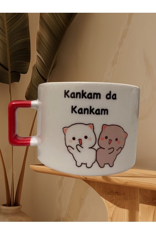 Kankamda Kankam Çift Taraf Yazılı Kupa Bardak Kırmızı Latte