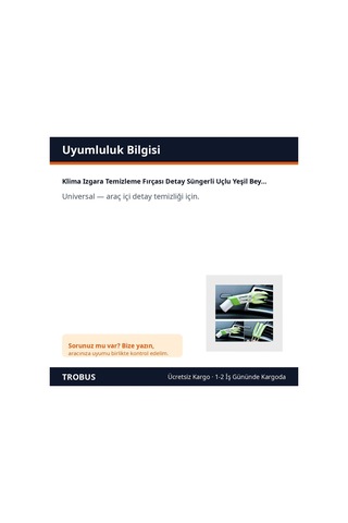Trobus Klima Izgara Temizleme Fırçası Detay Süngerli Uçlu Yeşil Beyaz