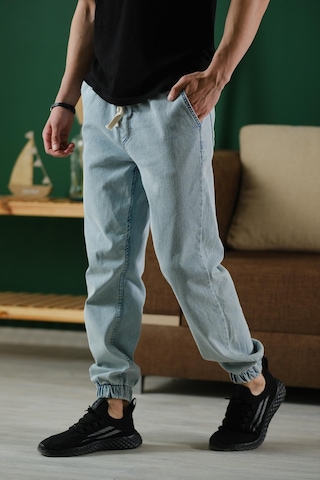 Oksit Zessi Paçası Ve Beli Lastikli Slim Fit Likralı Kot Jogger Pantolon Siyah