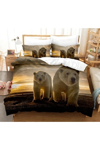 Bear Tek Kişilik 3 Parça Saten & Pamuk Nevresim Takımı Bear Tek Kişilik 3 Parça Saten & Pamuk Nevresim Takımı