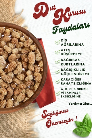 Yörem Afyon Tunceli Ulukale Yöresinin Efsanesi Katkısız Dal Kurusu Kar Beyazı Dut Kurusu Morus Alba 180gr. 180 G