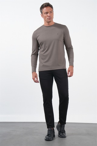 İmza Haki Bisiklet Yaka Uzun Kol Örme Standart Fit Esnek Sweatshirt 1013260150