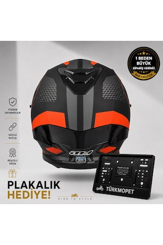 Mh Sports Çene Açılır Güneş Vizörlü Kask + Plakalık Kırmızı