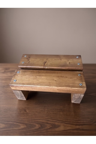 Nest Woodtr Doğal Ahşap Tek Katlı Basamak Tabure Yükseltici 30x25x15cm 1adet Açık Ceviz