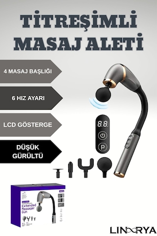 Amg16 Profesyonel Titreşimli Şarjlı Masaj Cihaz Masaj Aleti Kas Rahatlatıcı Gevşetici Masaj Tabanca Siyah