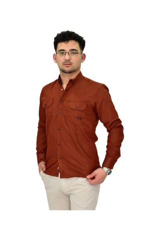 Erkek Spor Likralı Gömlek Bgl-st04343 kiremit