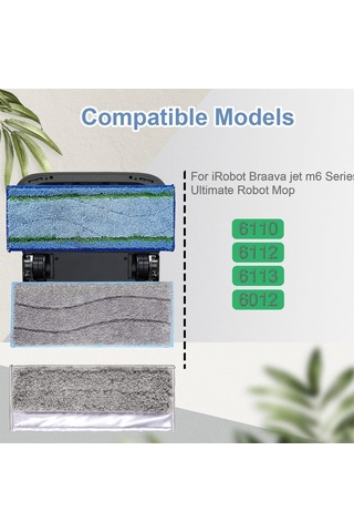 Youmex İrobot Braava Jet M6 Serisi İçin 6'lı Farklı Tipte Çözünür Temizlik Fırçaları Seti 2 Derin Temizlik + 2 Islak Mop + 2 Ek