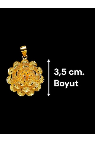 22 Ayar Altın Kaplama Telkari Desenli Çiçek Madalyon Kolye Ucu Gold