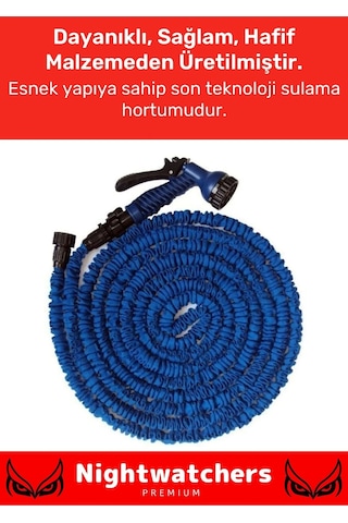 Premium Seri Dolaşmaz Kırılmaz 7 Kademeli Uzayan Bahçe Sulama Araç Yıkama Tabancalı 30 Metre Hortum