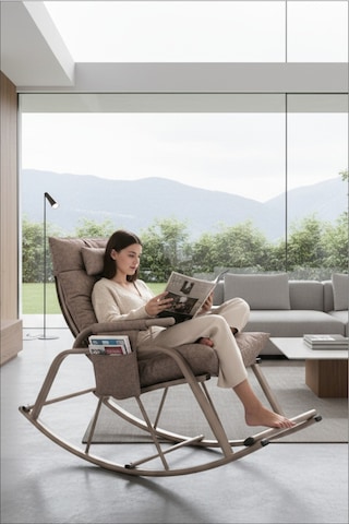 Metatek Sallanan Sandalye, Minderli Baba Koltuğu, Metal Tv Koltuğu, Dinlenme Koltuğu, Emzirme Koltuğu Kahverengi