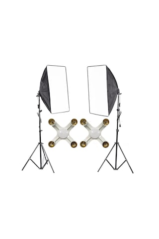Deyatech 4 Duylu 50 x 70 CM Video ve Fotoğraf 2'li Softbox Seti + 8 x Lamba