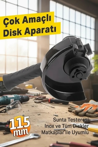 Matkap Ucuna Takılabilen Çok Amaçlı Taşlama Ve Sunta Kesim Diski Aparatı Sert Plastik Seti 115 Mm Lisinya