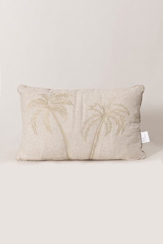 Pure Bej Palmiye Detaylı Dekoratif Boncuk Elyaf İç Dolgulu Kırlen Bej