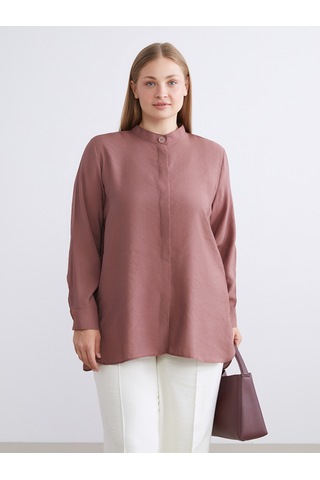 Lcwaıkıkı Classic Kahverengi Oversize Modal Karışımlı Kadın Gömlek Tunik