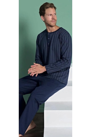 Pijadore Erkek %100 Pamuk Süprem Mevsimlik Uzun Kollu Pijama Takımı 1949 Lacivert