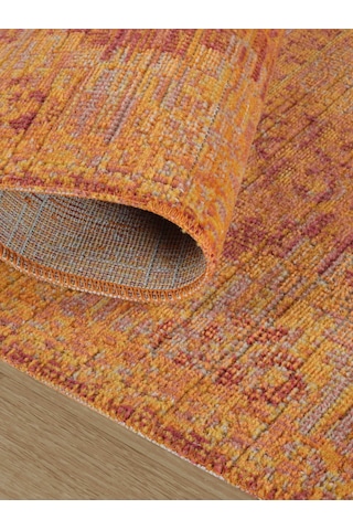 Antik 1115 Klasik Vintage Salon Halısı Turuncu Retro Mutfak Halısı Tozumaz İnce Makine Halısı Turuncu
